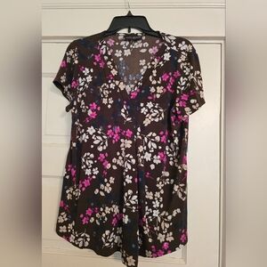Floral V-Neck Women Top